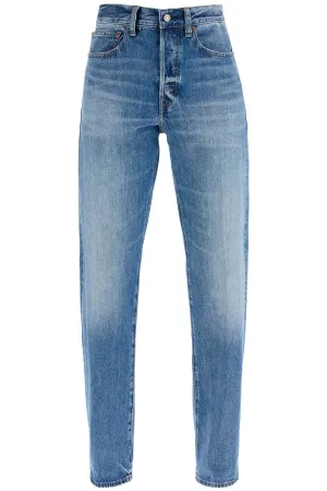 light blue high-waisted straight women's jeans 211969410001 LEBEC WASH