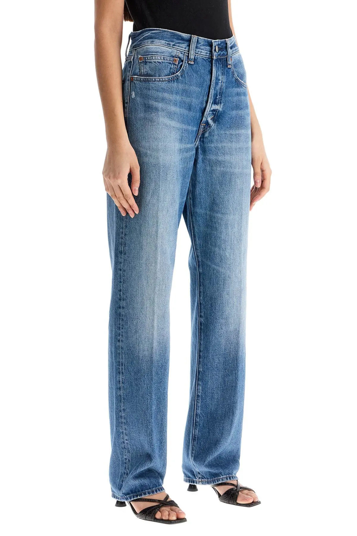 light blue high-waisted straight women's jeans 211969410001 LEBEC WASH