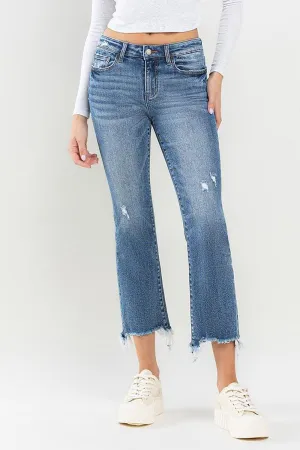 LOVERVET Versatile Mid Rise Frayed Hem Jeans