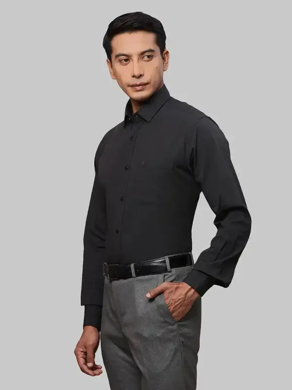 Men Black Slim Fit Solid Cotton Shirts