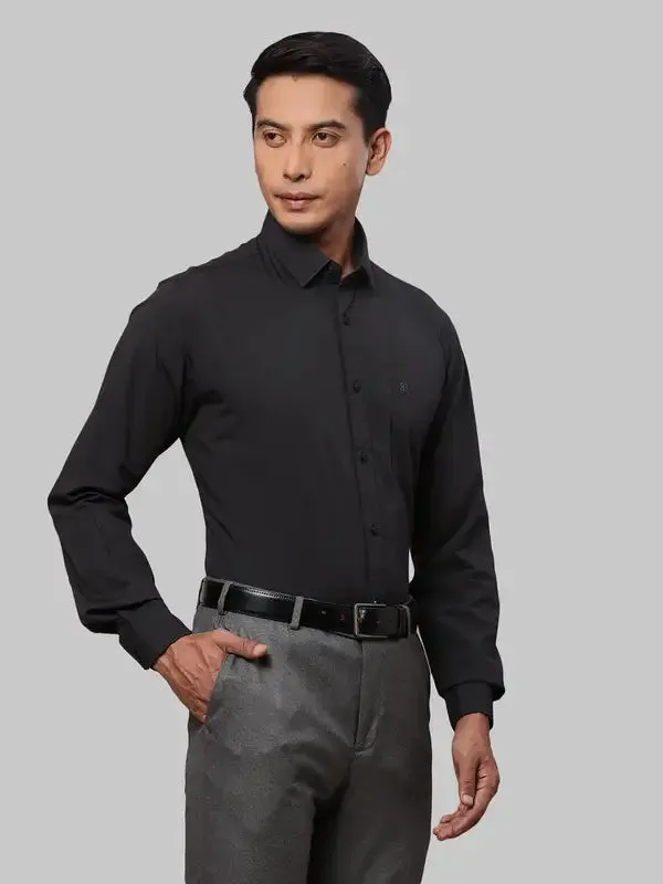 Men Black Slim Fit Solid Cotton Shirts