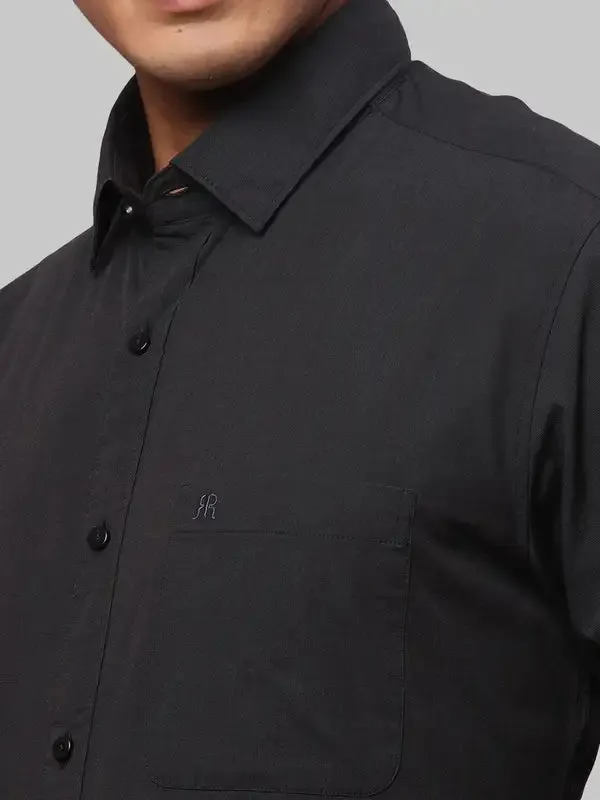 Men Black Slim Fit Solid Cotton Shirts