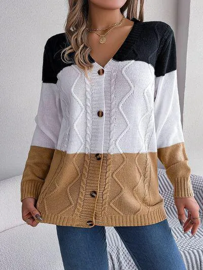 Most Versatile Color Block Knitted Cardigan
