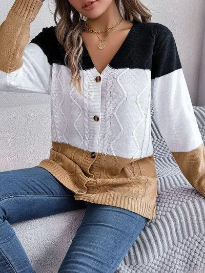 Most Versatile Color Block Knitted Cardigan