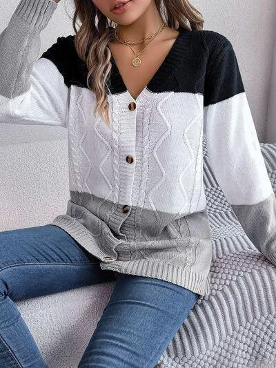 Most Versatile Color Block Knitted Cardigan