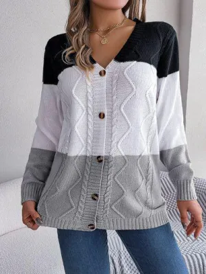 Most Versatile Color Block Knitted Cardigan