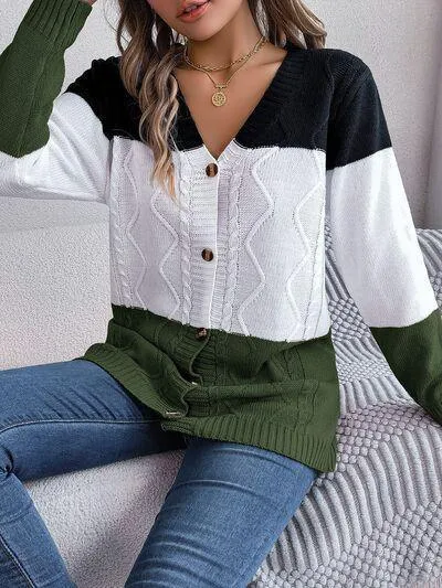 Most Versatile Color Block Knitted Cardigan