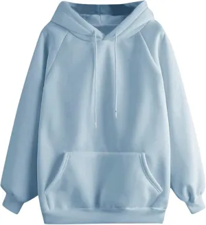 Oversized Sweatshirt Women's Casual Solid Color Hooded Jacket Long Sleeve Pullover Top with Pocket Fleece Hoodies