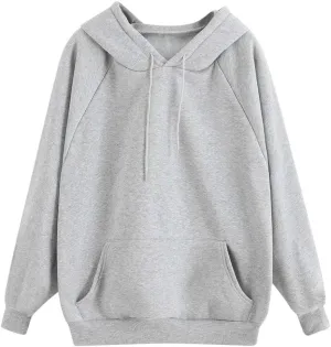 Oversized Sweatshirt Women's Casual Solid Color Hooded Jacket Long Sleeve Pullover Top with Pocket Fleece Hoodies
