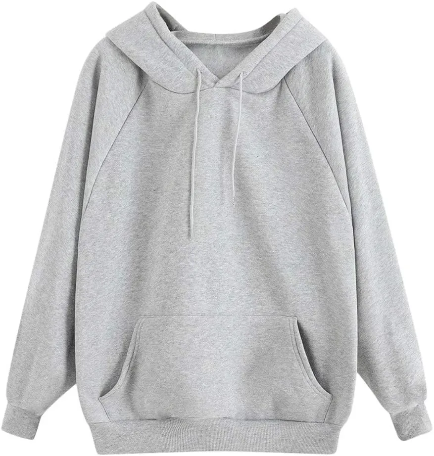 Oversized Sweatshirt Women's Casual Solid Color Hooded Jacket Long Sleeve Pullover Top with Pocket Fleece Hoodies