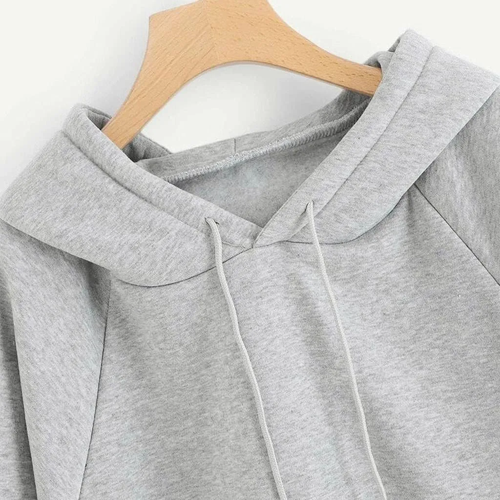 Oversized Sweatshirt Women's Casual Solid Color Hooded Jacket Long Sleeve Pullover Top with Pocket Fleece Hoodies