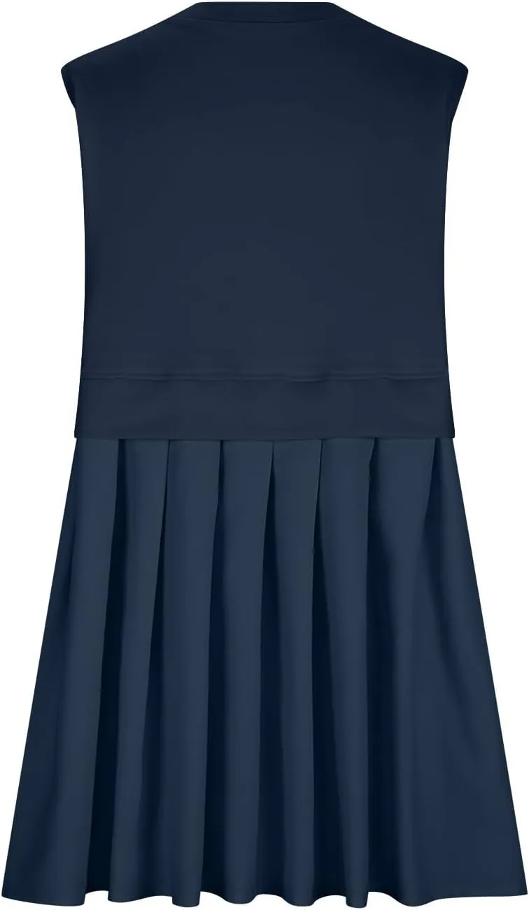 Plus Size Dresses for Curvy Women Solid Color Sleeveless Midi Dress Baggy Casual Sundress Ruffle Flowy Summer Dresses