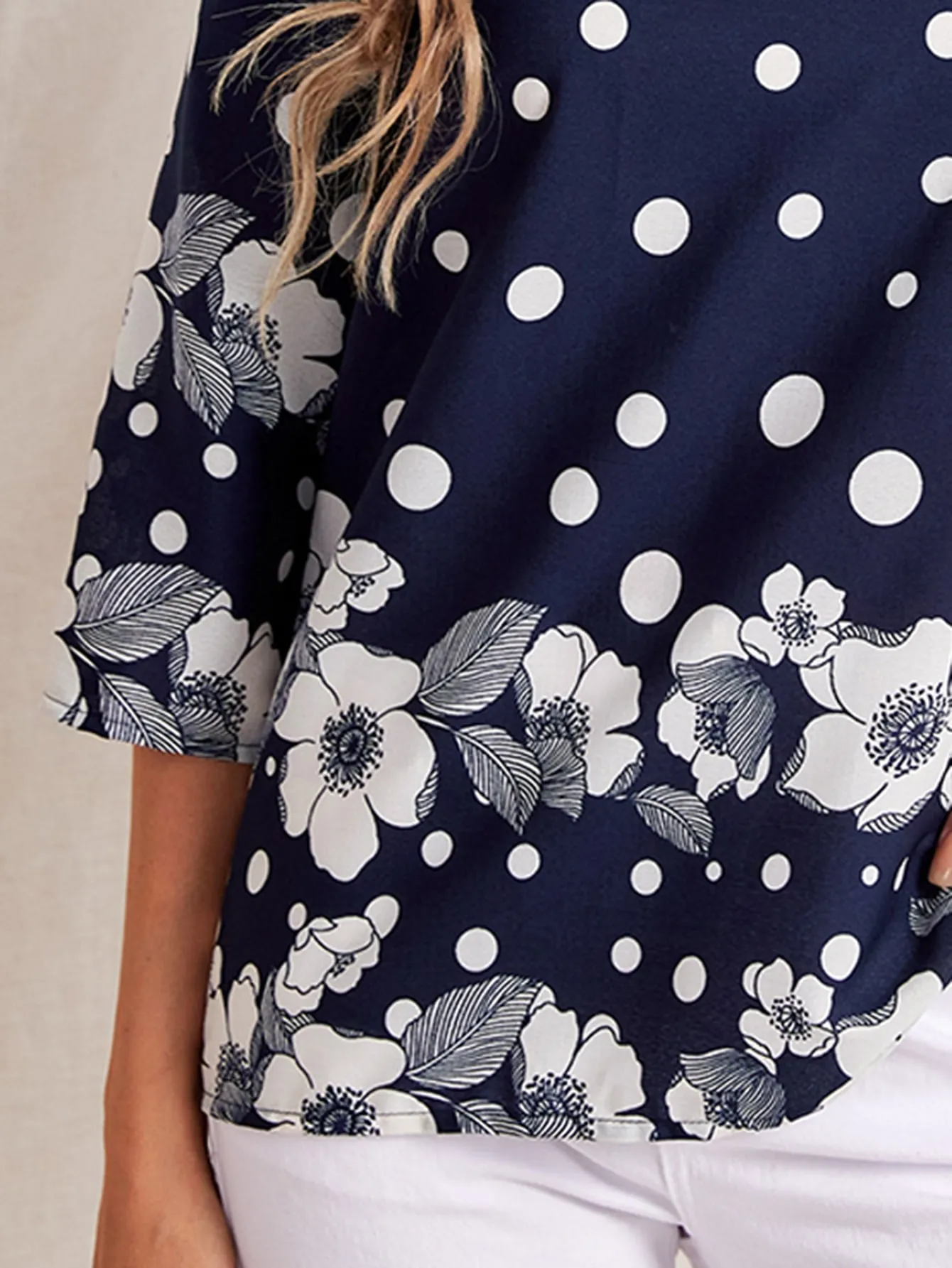 Polka Dot & Floral Print Top