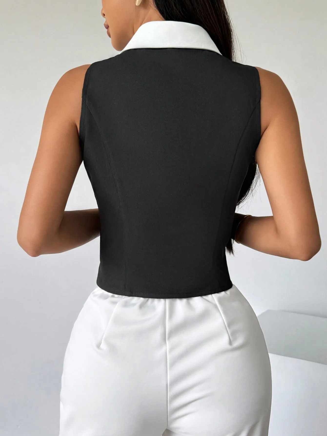 Privé Women's Color Block Sleeveless Shirt With Front Button Closure,Work Women Shirts. Elegant Style For Summer.Old Money.Teacher Clothes.Business Casual Women.