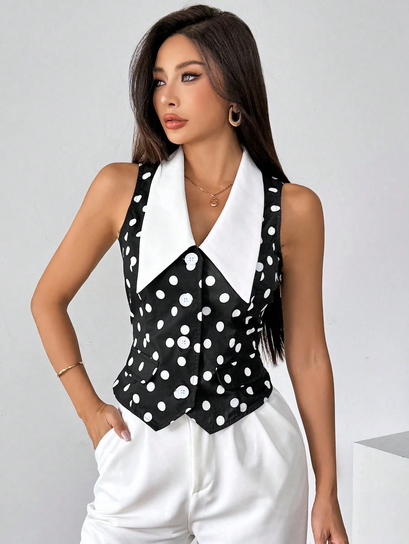 Privé Women's Color Block Sleeveless Shirt With Front Button Closure,Work Women Shirts. Elegant Style For Summer.Old Money.Teacher Clothes.Business Casual Women.
