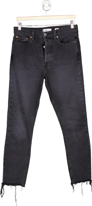 RE/DONE Faded Black High Rise Ankle Crop Jeans Size 29