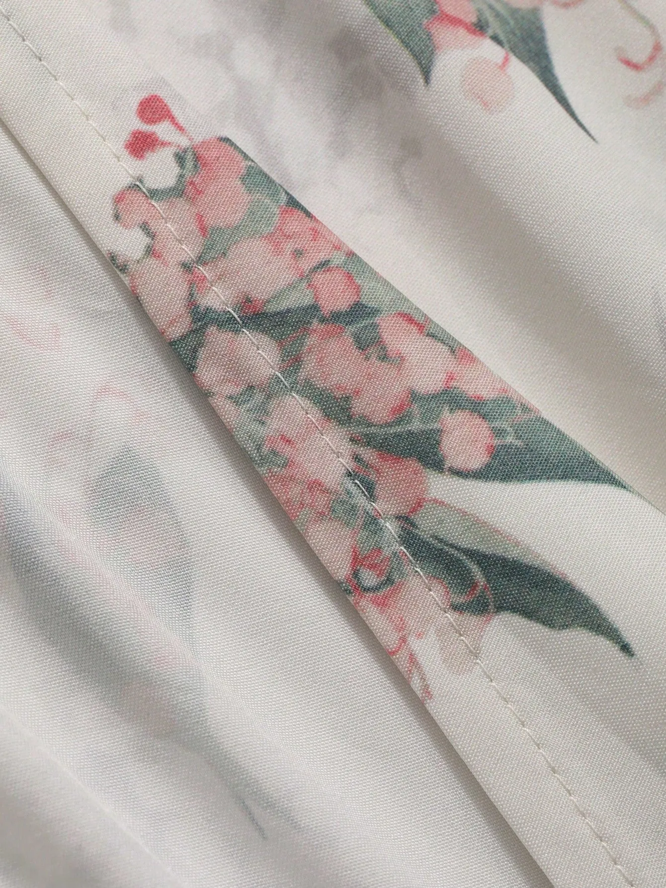 Shein DAZY Floral Print V-Neck Wrap Tie Front Cropped Long Sleeve Shirt