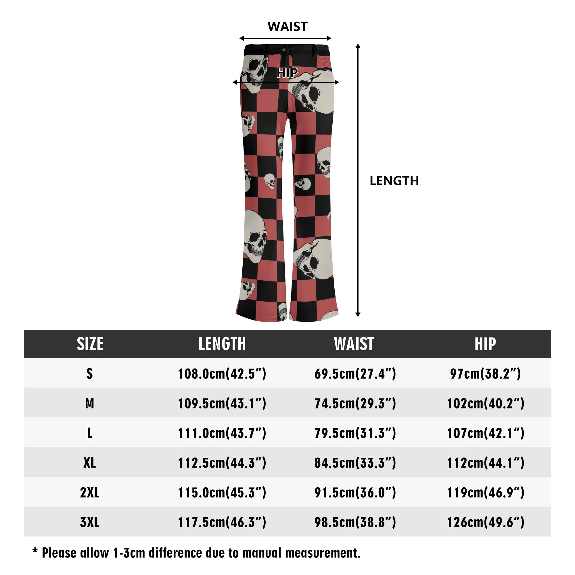 Skulls And Checkers Flare Pants