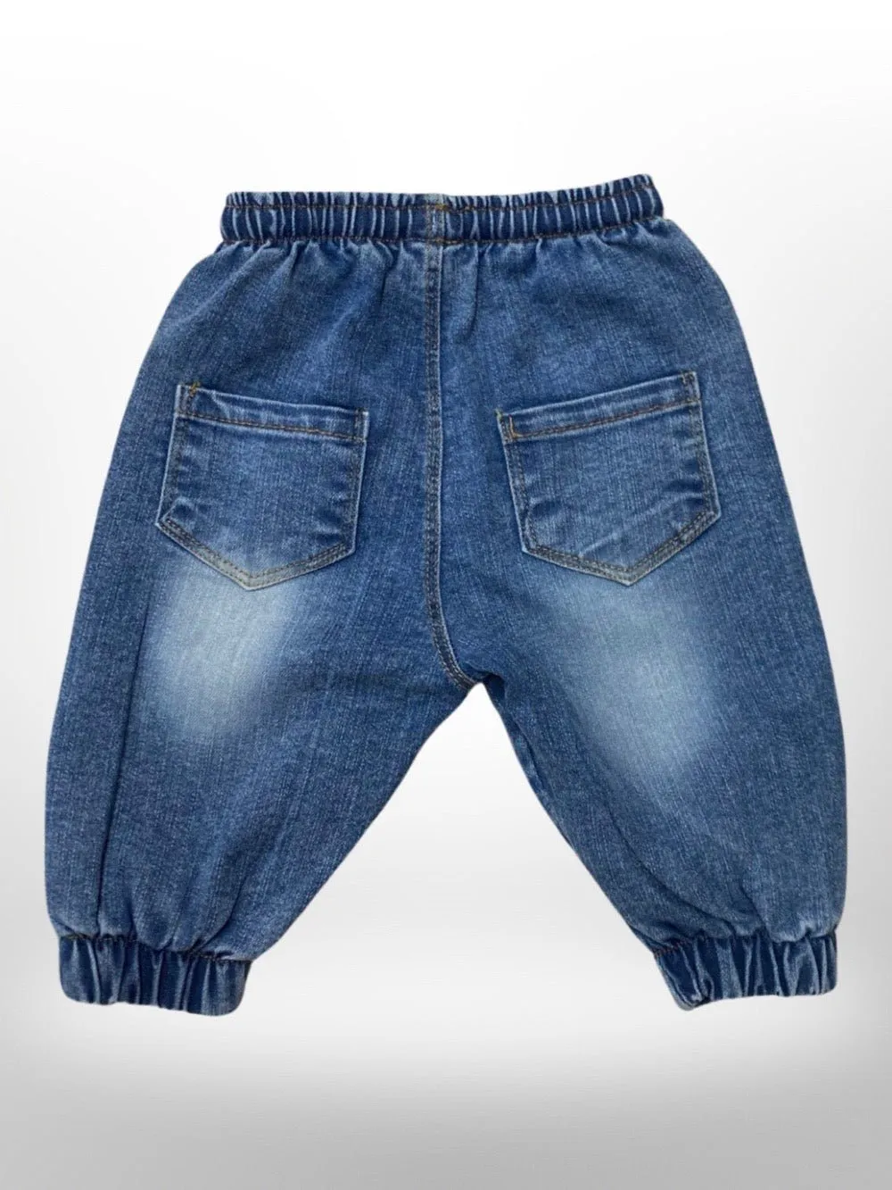 Solid Color Kid Jeans With Elastic Waist