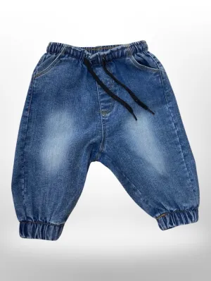 Solid Color Kid Jeans With Elastic Waist