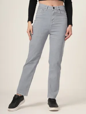 Style Quotient Women Grey Straight Fit High Rise Stretchable Jeans