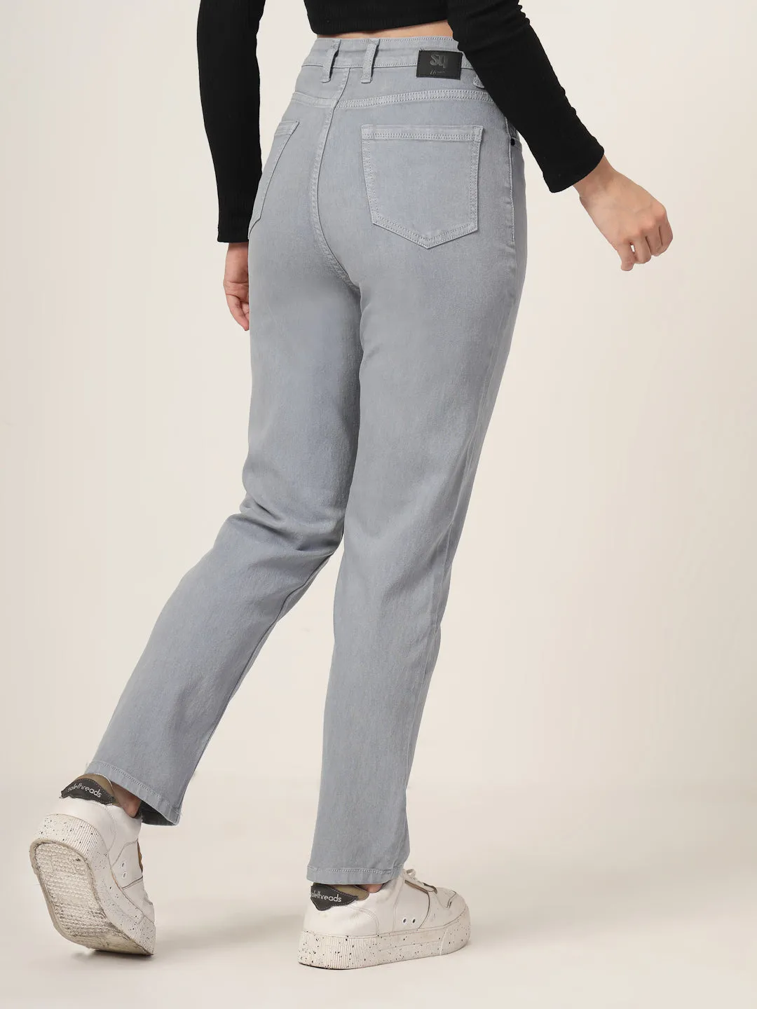 Style Quotient Women Grey Straight Fit High Rise Stretchable Jeans