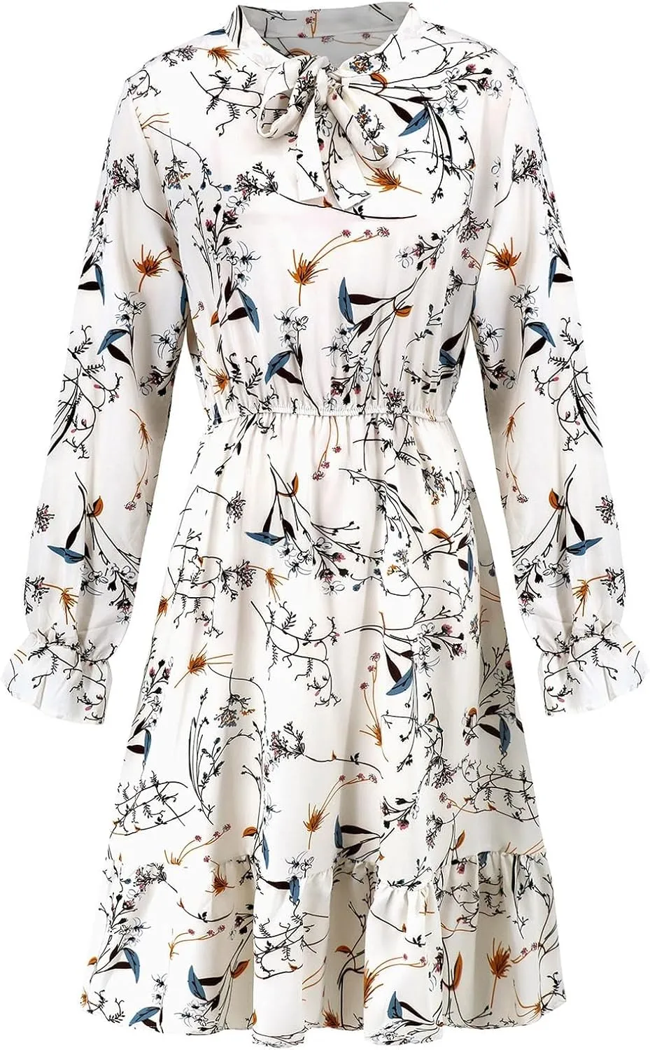 Summer Dresses for Women 2025 Trendy Bohemian Style Floral Midi Dress Long Sleeve Round-Neck Beach Casual Sundress