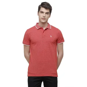 Swiss Club Men's Slim Fit Polo Collar Half Sleeve Solid Cotton Peach T-Shirt  STAG - 191 A SF P