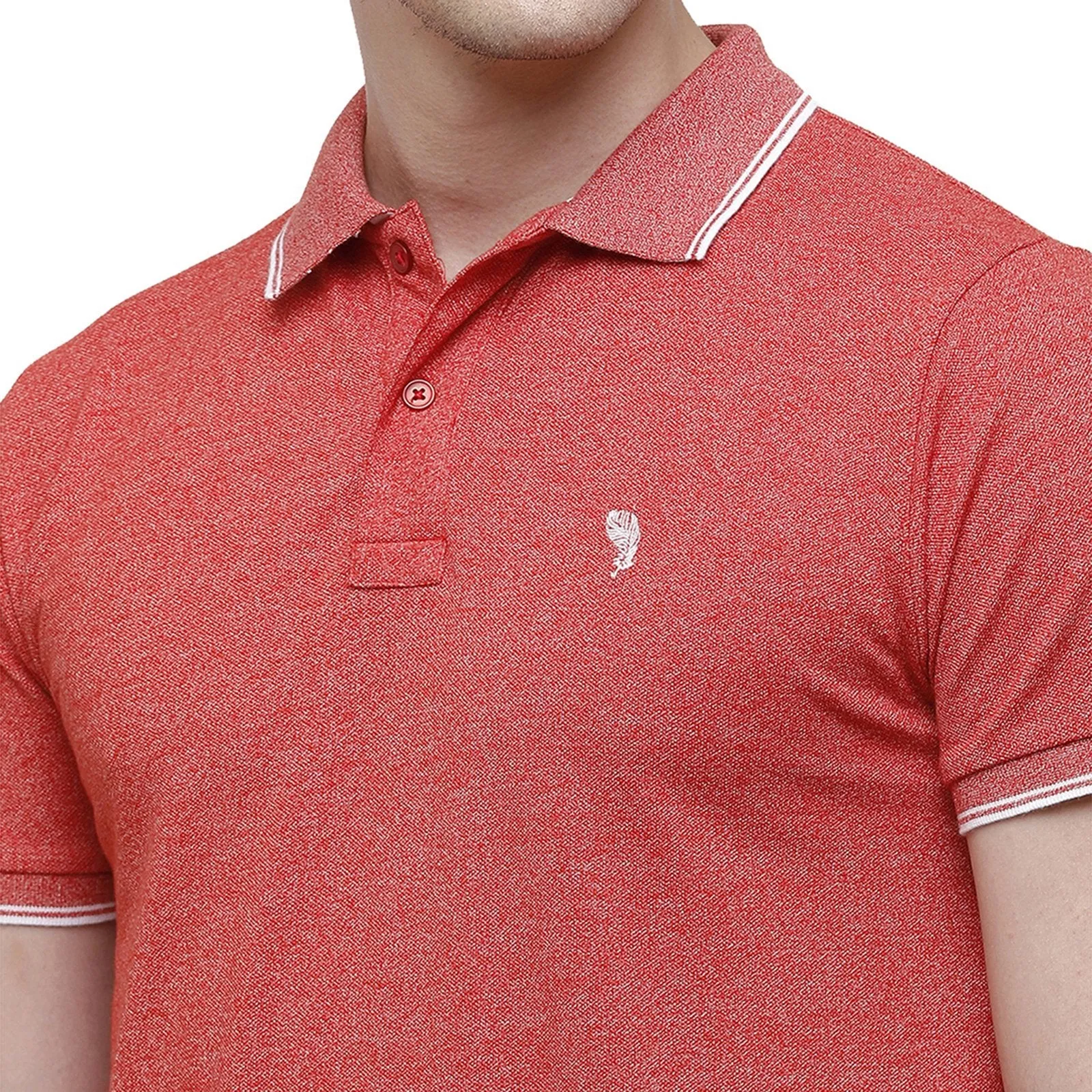 Swiss Club Men's Slim Fit Polo Collar Half Sleeve Solid Cotton Peach T-Shirt  STAG - 191 A SF P