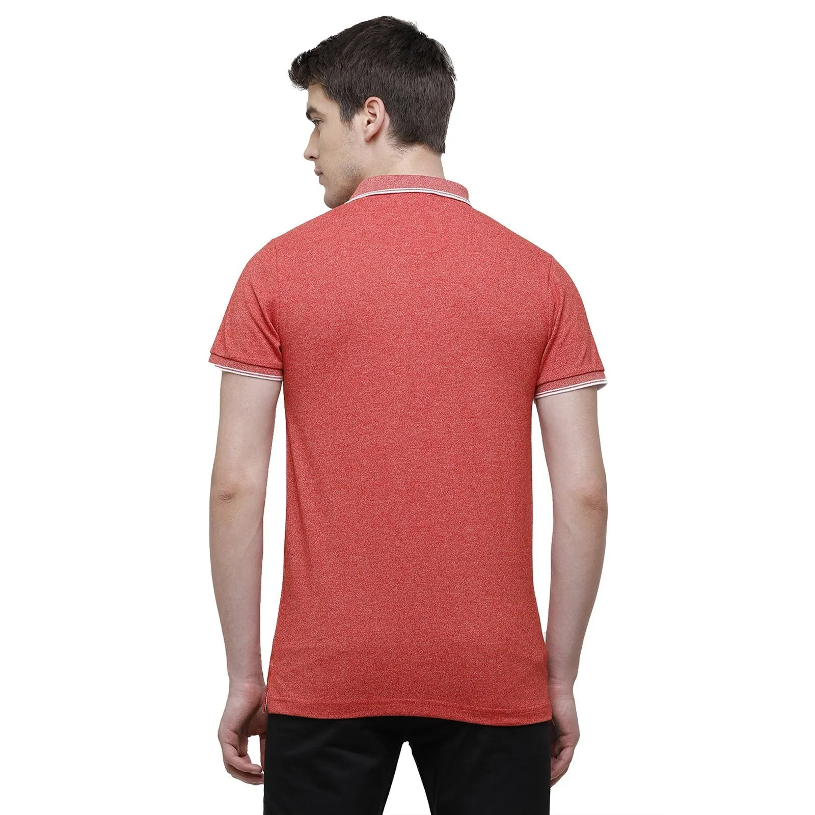 Swiss Club Men's Slim Fit Polo Collar Half Sleeve Solid Cotton Peach T-Shirt  STAG - 191 A SF P