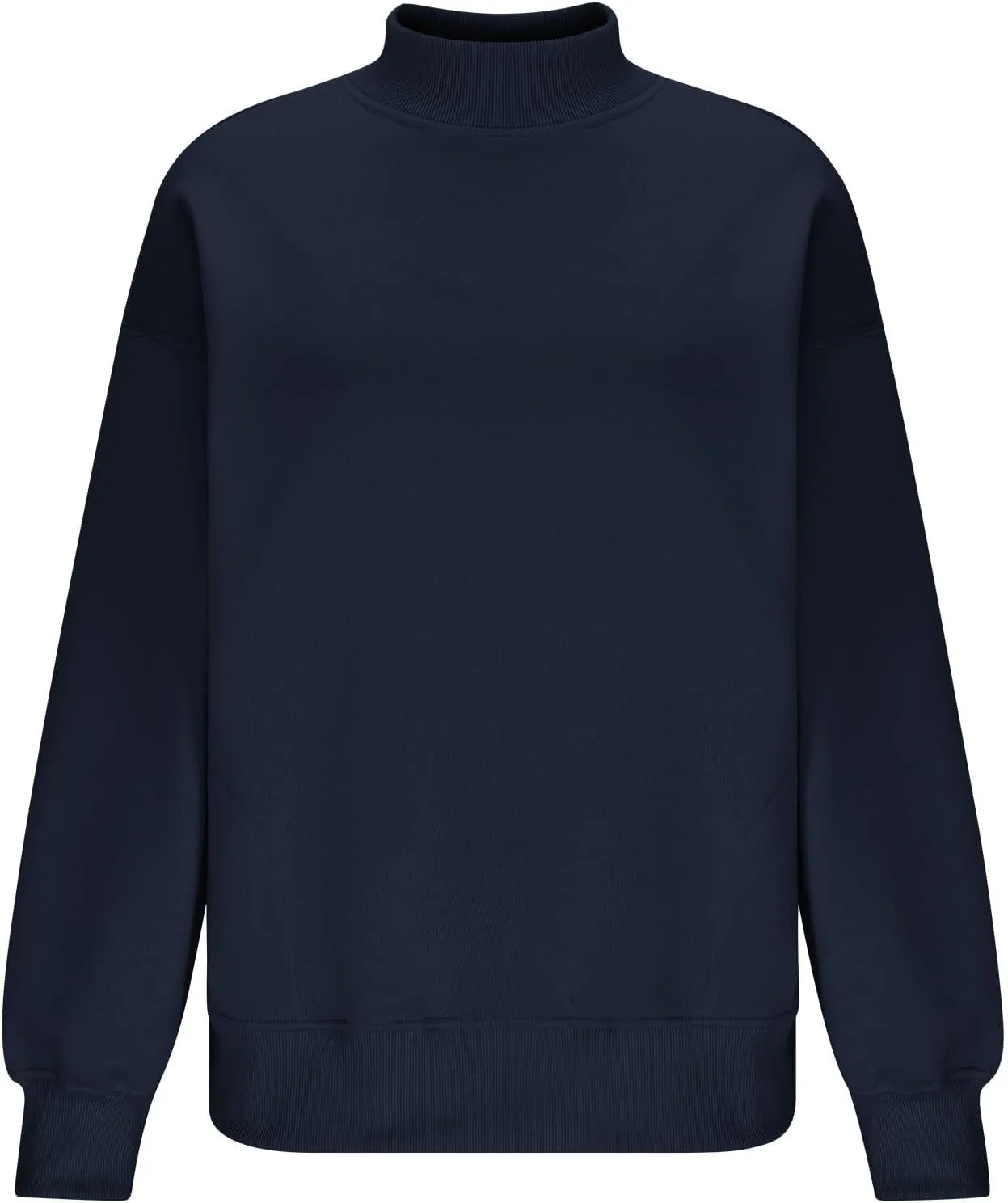 Trendy Sweatshirt for Women with Pockets Stretchy Mock Neck Tops Drop Shoulder Solid Color Pullover Hoodie Y2K