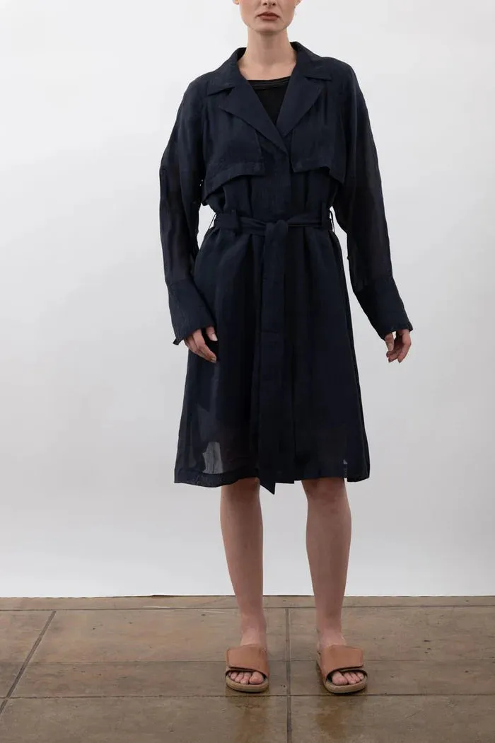 Vihana Sheer Trench Coat | Indigo