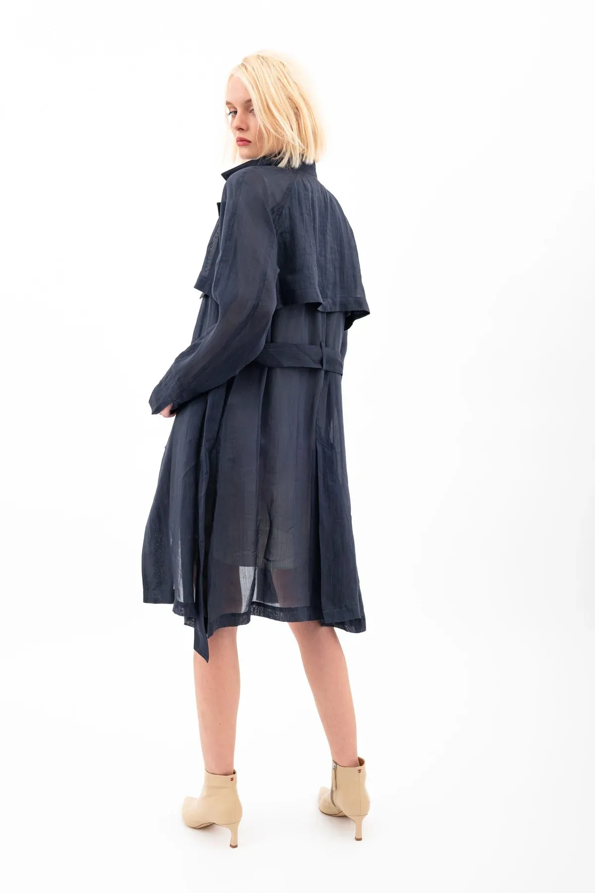 Vihana Sheer Trench Coat | Indigo