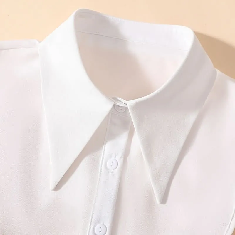 White Chiffon Detachable Faux Half Collar