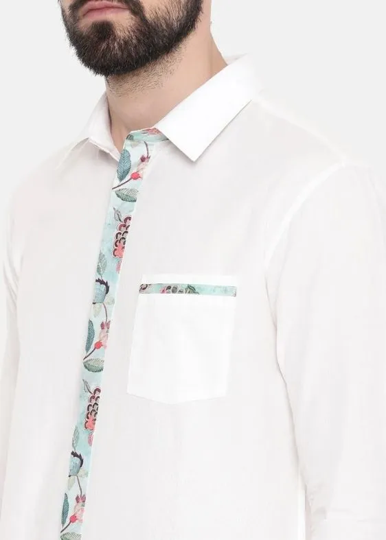 White Designer Cotton Shirt for Men