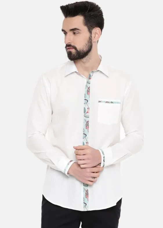 White Designer Cotton Shirt for Men