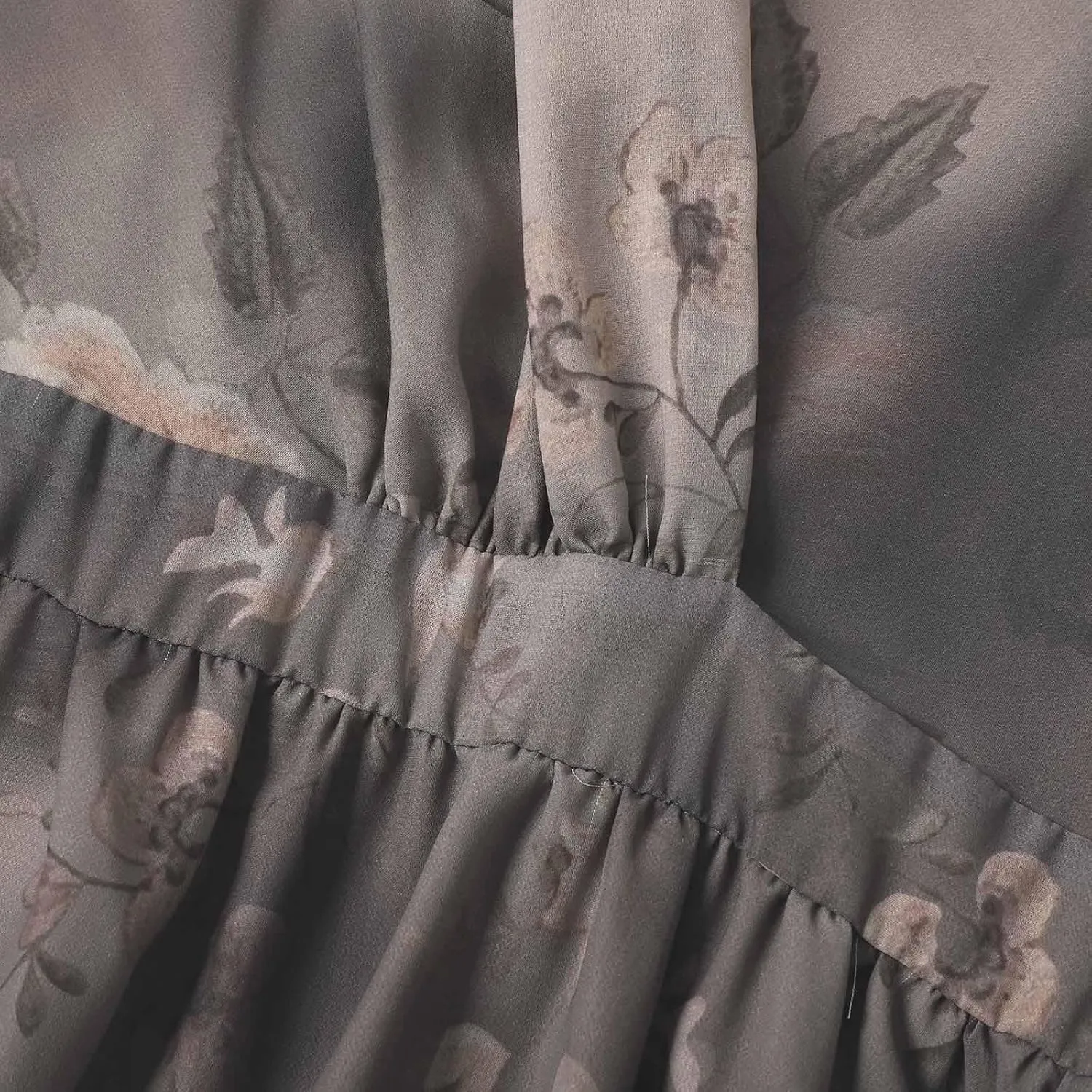 Womens Floral Chiffon Dresses Printed V Neck Belted Elegant Boho Summer Dress Wedding Prom Cocktail Midi Dresses