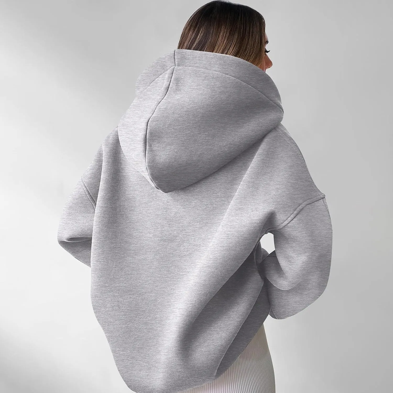 Womens Oversized Hoodies V Neck Long Sleeve Pullover Sweatshirts Tops Casual Fall Outfits Teen Girls 2024 Trendy