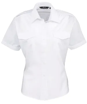 Womens short sleeve pilot blouse | White