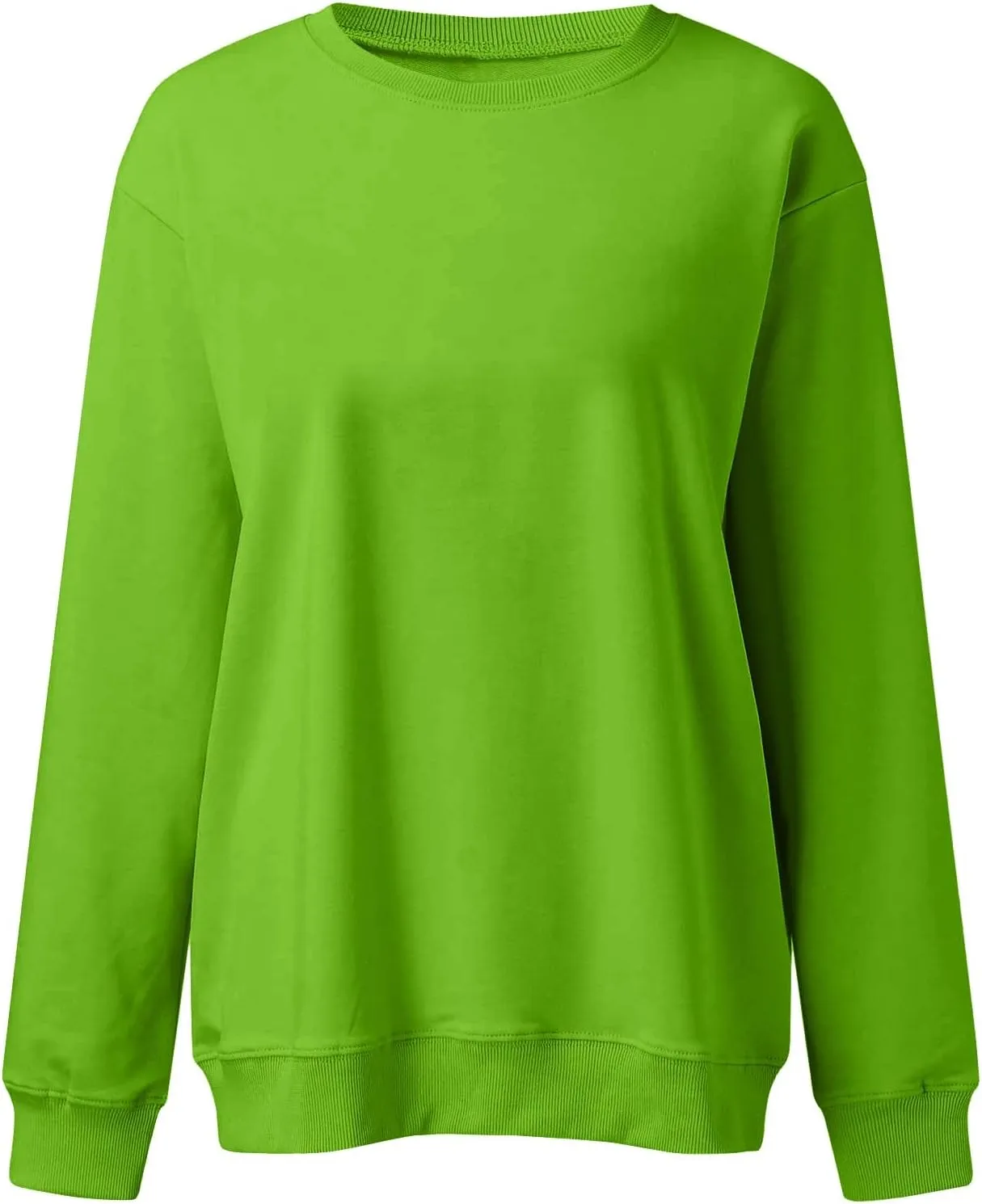 Womens Sweatshirt Plus Size Workout Solid Color Tops Casual Long Sleeve Shirts Fall Crewneck Clothes 2024