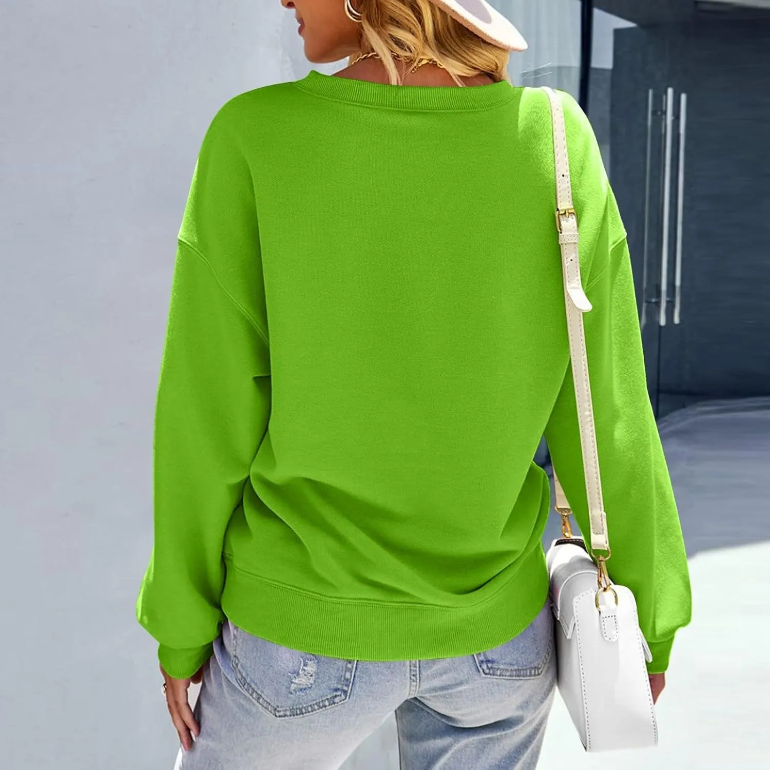 Womens Sweatshirt Plus Size Workout Solid Color Tops Casual Long Sleeve Shirts Fall Crewneck Clothes 2024