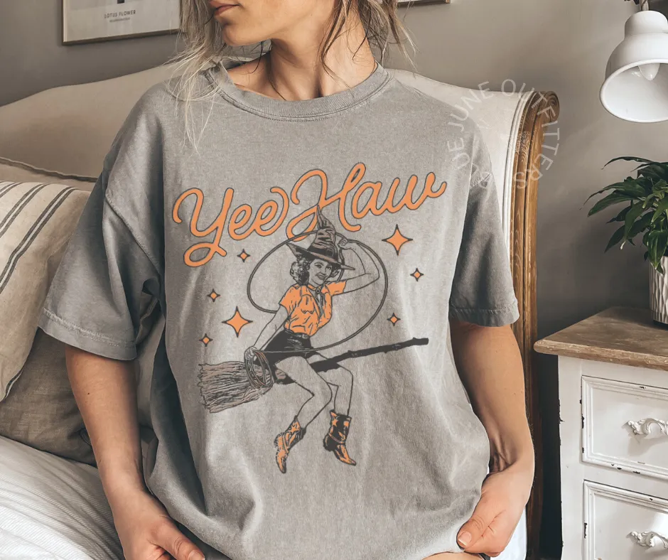 Yee Haw Witchy Cowgirl | Comfort Colors Halloween Tee