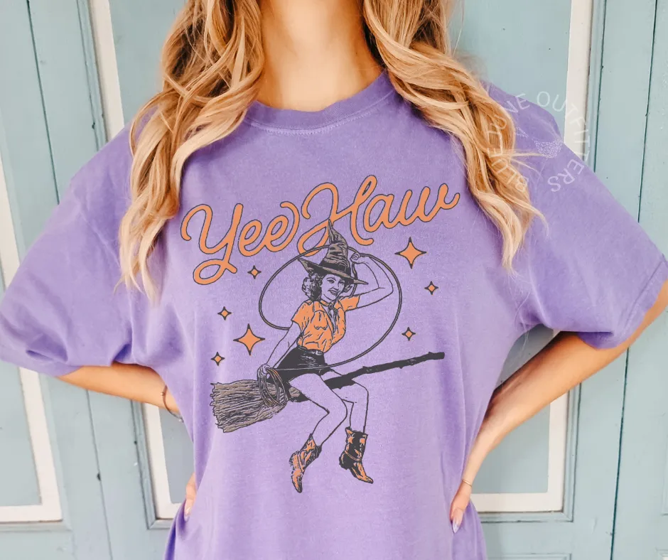 Yee Haw Witchy Cowgirl | Comfort Colors Halloween Tee